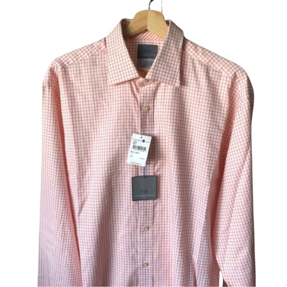 COPY - 🛍️ Host Pick 🛍️ NWT, Thomas Dean Orange Checkered Long Sleeve Shirt Size…